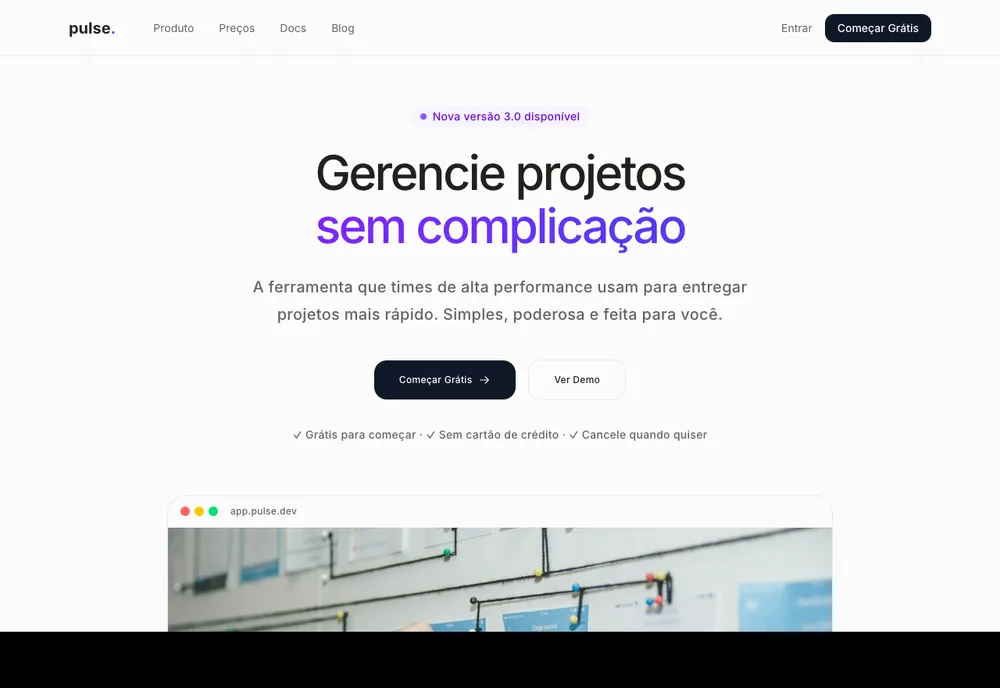 Demonstração de Landing page de produto